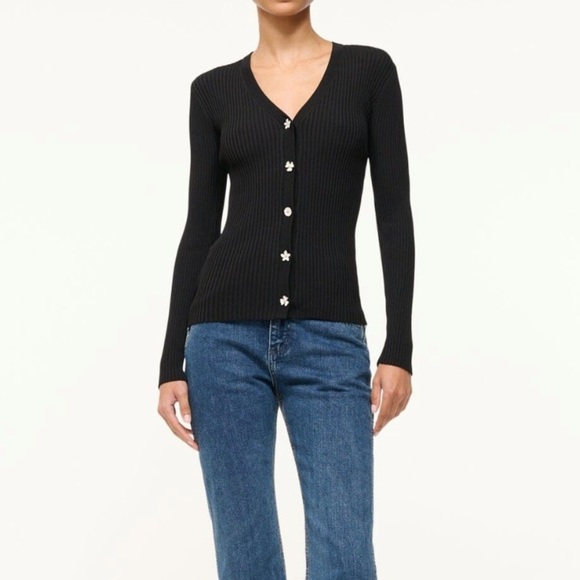 STAUD Cargo Knit Sweater - floral buttons size L - Picture 3 of 9